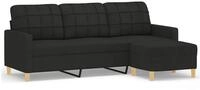 vidaXL Sofa, 3-Sitzer-Sofa mit Hocker Schwarz 180 cm Stoff