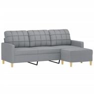 vidaXL Sofa 3-Sitzer-Sofa mit Hocker Hellgrau 180 cm Stoff