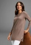Longpullover LAURA SCOTT, Damen, Gr. 42, braun (hellbraun melange), Feinstrick,
