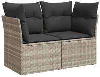 vidaXL Loungesofa Gartensofa mit Kissen 2-Sitzer Hellgrau Poly Rattan, 1 Teile