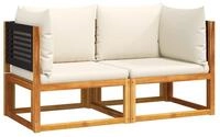 vidaXL Gartenlounge-Set Gartensofas-Ecke mit Kissen 2 Stk. Holz & Rattan,...