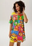 Aniston CASUAL Minikleid mit coolen Comic-Drucken