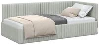 vidaXL Bett Eckbettgestell mit Kopfteil Hellgrau 100 cm x 200 cm Samt (1-tlg)