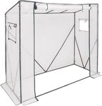 Woltu Gew&auml;chshaus, PE halbtransparent 130 g/m&sup2; 200x77x146/169 cm Wei&szlig;