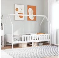 vidaXL Bett, Kinderbett Hausbett Wei&szlig; 90x190 cm Massivholz Kiefer