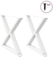 vidaXL Esstisch, Esstischbeine 2 St&uuml;ck Wei&szlig; 90x(72-73,3) cm Stahl