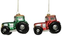Kaemingk Christbaumschmuck Christbaumschmuck Traktor Glas 9 cm gr&uuml;n / rot 1...
