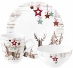 Geschirr-Set SELTMANN WEIDEN "Fr&uuml;hst&uuml;cks-Set Life Christmas 18er Set wei&szlig;-braun",