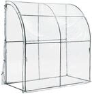 en.casa Anlehngew&auml;chshaus, Juta Gew&auml;chshaus Stahl 100 x 200 x 215 cm PVC Folie
