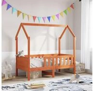 vidaXL Bett, Kinderbett Hausbett Wachsbraun 70x140 cm Kiefer