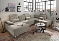 ED EXCITING DESIGN Wohnlandschaft Jakarta U-Form mit Bettfunktion, Bettkasten,