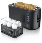 Arendo Fr&uuml;hst&uuml;cks-Set (2-tlg), 4-Scheiben Langschlitz Toaster, 6er Eierkocher,