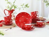 CreaTable Kaffeeservice Polka Dots, Service 18-tlg. (18-tlg), 6 Personen, Steinzeug,