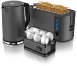 Arendo Fr&uuml;hst&uuml;cks-Set Wasserkocher 1,5l, 4-Scheiben Toaster, 6er Eierkocher, Cool