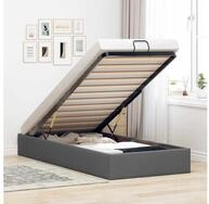 vidaXL Bett, Ottoman-Bett ohne Matratze Dunkelgrau 80x200 cm Stoff