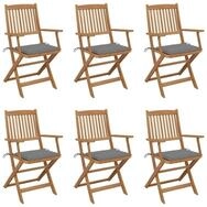 vidaXL Gartenstuhl Klappbare Gartenst&uuml;hle 6 Stk. mit Kissen Massivholz (6 St)