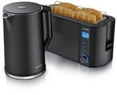 Arendo Fr&uuml;hst&uuml;cks-Set Edelstahl Wasserkocher 1,5l, 4-Scheiben Langschlitz...