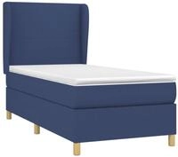 Polsterbett Mit Kopfteil, Einzelbett 90x190 Cm – Höhenverstellbar, In Blau, Mit Lattenrost