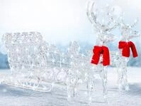 KESSER Weihnachtsfigur, 240er LED Rentiere Schlitten wei&szlig; Timer