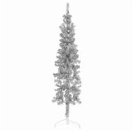 Kunstpflanze, vidaXL, K&uuml;nstlicher Halb-Weihnachtsbaum St&auml;nder Schlank Silbern 120