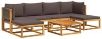 vidaXL Loungesofa 7-tlg. Gartensofa-Set mit Kissen Holz & Seil, 1 Teile