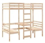vidaXL Bett Hochbett mit Schreibtisch & St&uuml;hlen 90x200 cm Massivholz Kiefer