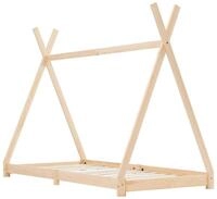 vidaXL Kinderbett 70 x 140 cm Kinderbett mit Himmel Kinderbett-Gestell Massivholz