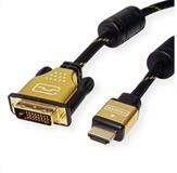 ROLINE GOLD Monitorkabel DVI (24+1) - HDMI, ST/ST Audio- & Video-Kabel, DVI-D 24+1,