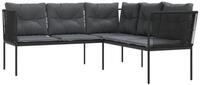 vidaXL Loungesofa Gartensofa in L-Form mit Kissen Schwarz Stahl und Textilene, 1
