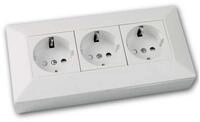 ChiliTec Aufputz-Steckdose 3-fach Aufbau-Steckdosenblock wei&szlig; matt 250V~/ 16A