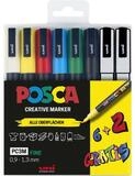 uni-ball Lackmarker uni-ball POSCA PC-3M Marker - 6+2 Set