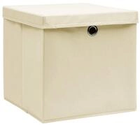 vidaXL Aufbewahrungsbox, Aufbewahrungsboxen mit Deckel 4 Stk. Creme 32x32x32 cm...