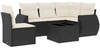 vidaXL Gartenlounge-Set 6-tlg. Garten-Sofagarnitur mit Kissen Schwarz Poly...