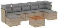 vidaXL Gartenlounge-Set 8-tlg. Garten-Sofagarnitur mit Kissen Beige-Mix Poly...