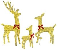 vidaXL Christbaumschmuck Rentierfamilie 3 pcs Warmwei&szlig; 68 x 26 x 127 cm Stoff