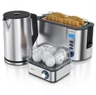Arendo Fr&uuml;hst&uuml;cks-Set (3-tlg), Wasserkocher 1,5l, 4-Scheiben Toaster, 8er