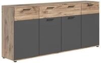 Kommode Sideboard, MARGA, Braun, B 200 cm, T 40 cm, mit 4 T&uuml;ren und 2...