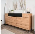 Homestyle4u Kommode Sideboard Holz Flur Wohnzimmer Eiche in Natur Schwarz...