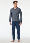 Schiesser Pyjama Comfort Essentials (2 tlg) V-Ausschnitt, Brusttasche, Baumwolle,