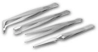 fixPOINT Pinzette Pinzetten-Set 4-teilig, rostrei, aus Metall