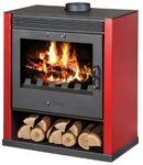 Victoria 05 Kaminofen Rubin rot, gro&szlig;e Sichtscheibe, 13 kW