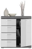 xonox.home Sideboard Sideboard Kommode Scout 3, wei&szlig; Hochglanz / rauchsilber