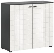 xonox.home Kommode, Anthrazit Nachbildung Wei&szlig; Hochglanz Melamin Modern 92x86x37 cm