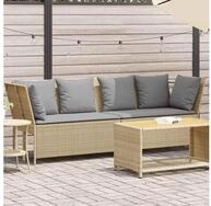 vidaXL Loungesofa Gartensofa mit Kissen Beige Poly Rattan, 1 Teile