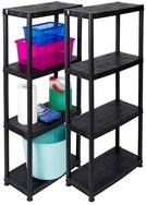 Kreher Standregal Set: 2 x 'Primo' mit 4 B&ouml;den aus Kunststoff in Schwarz, 2-tlg.