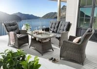 Destiny Garten-Essgruppe CASA Loungeset, Tisch 120x77x66cm, vintage grau,...