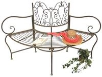 DanDiBo Baumbank Metall wetterfest Braun 135 cm 3-Sitzer halbrund JC112287,
