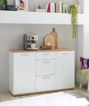 HBZ Kommode BC1035 wei&szlig; matt, BxHxT 135x86x38 cm, Kommode mit 2 T&uuml;ren, 3