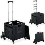 relaxdays Einkaufstrolley klappbar + Deckel 8 Rad, schwarz