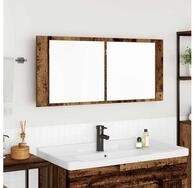vidaXL Badezimmerspiegelschrank LED Spiegel-Schrank Altholz 100 x 12 x 45 cm